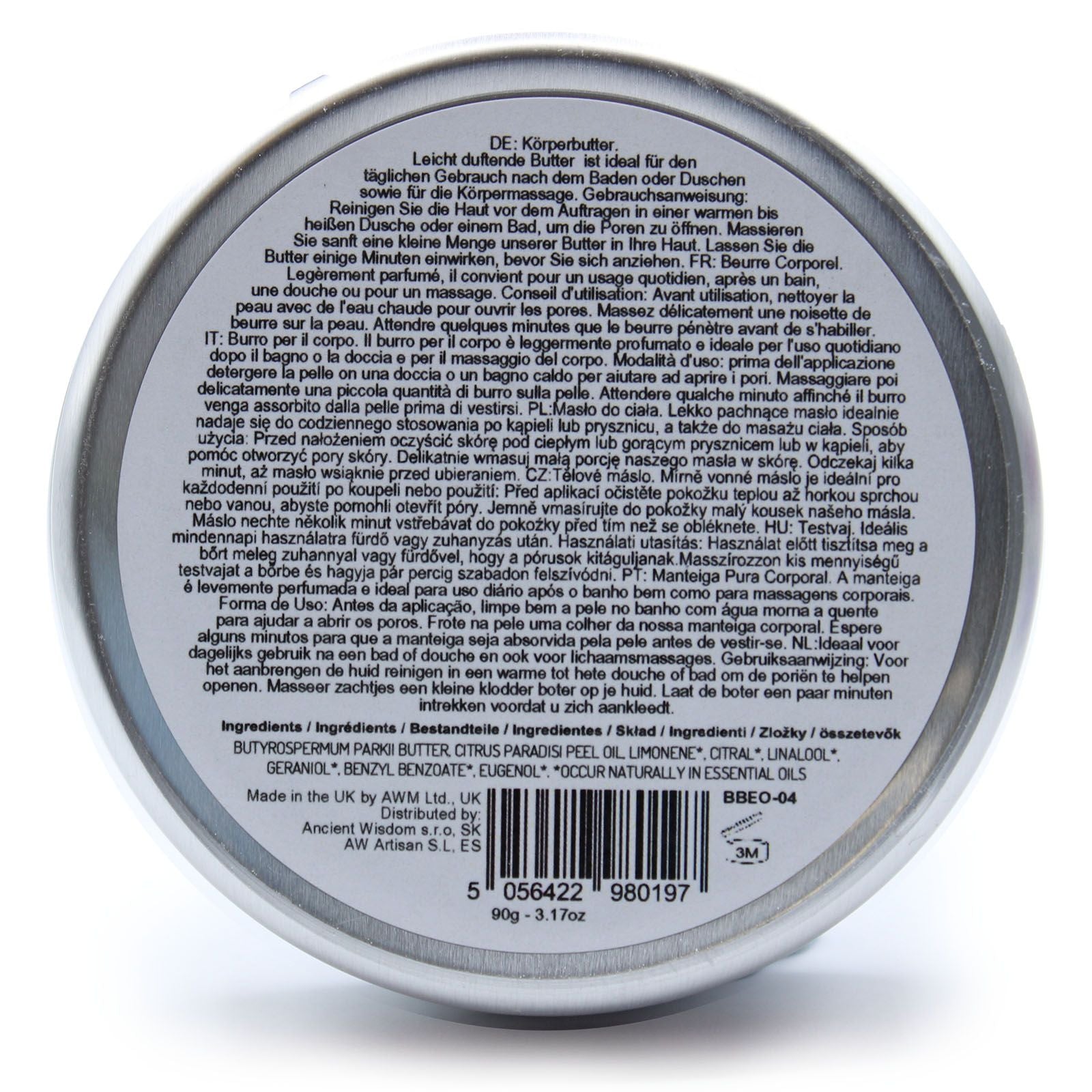 Aromatherapy Shea Body Butter 90g Refreshing Grapefruit Scent