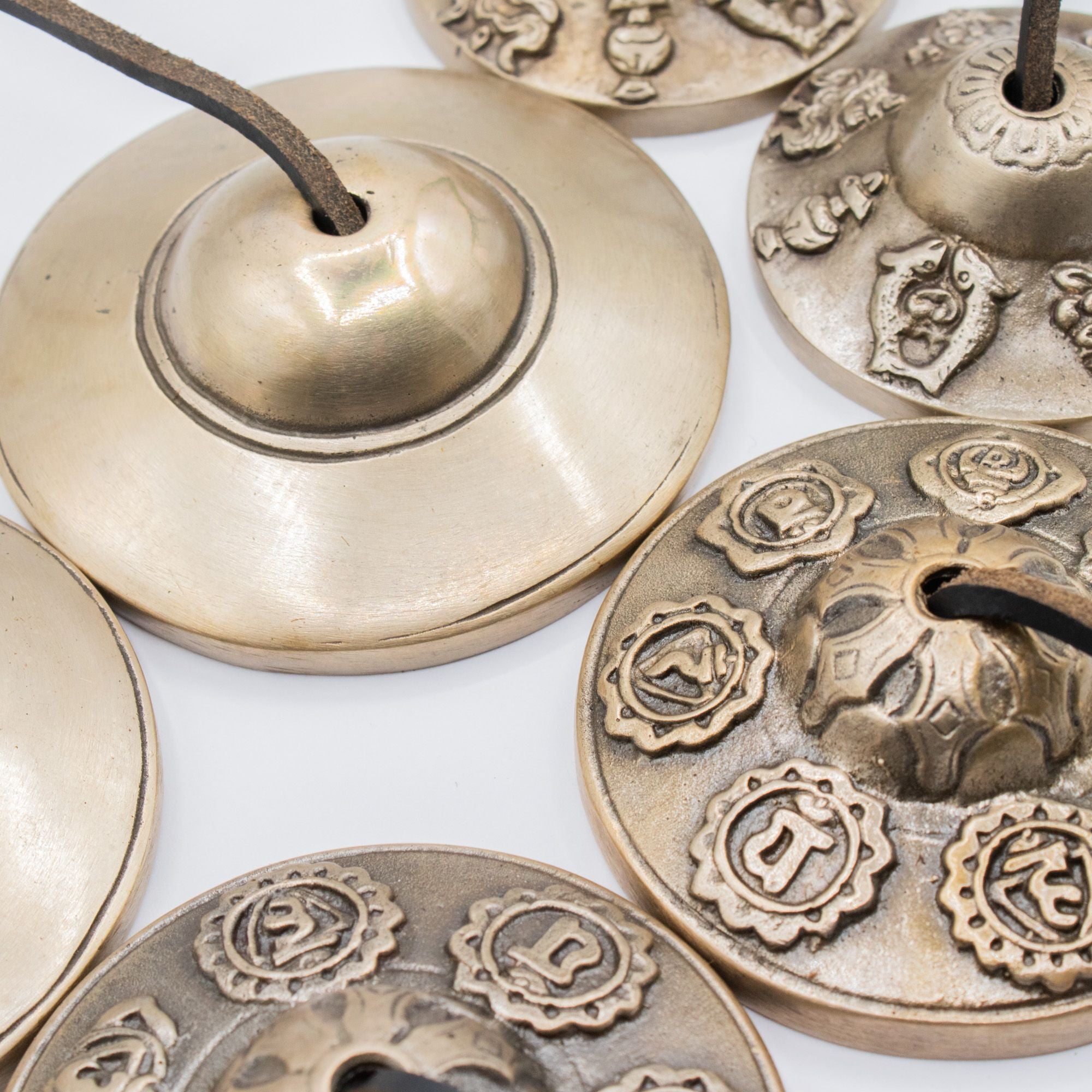 Premium Brass Tibetan Tingsha Bells with Lucky Symbols Design
