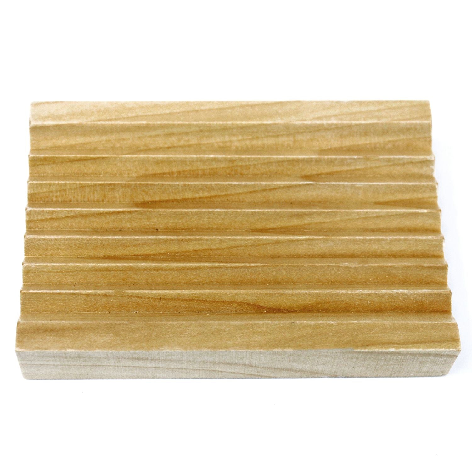 Hemu Wood Soap Dish with Groovy Design for Fresh Soap Storage