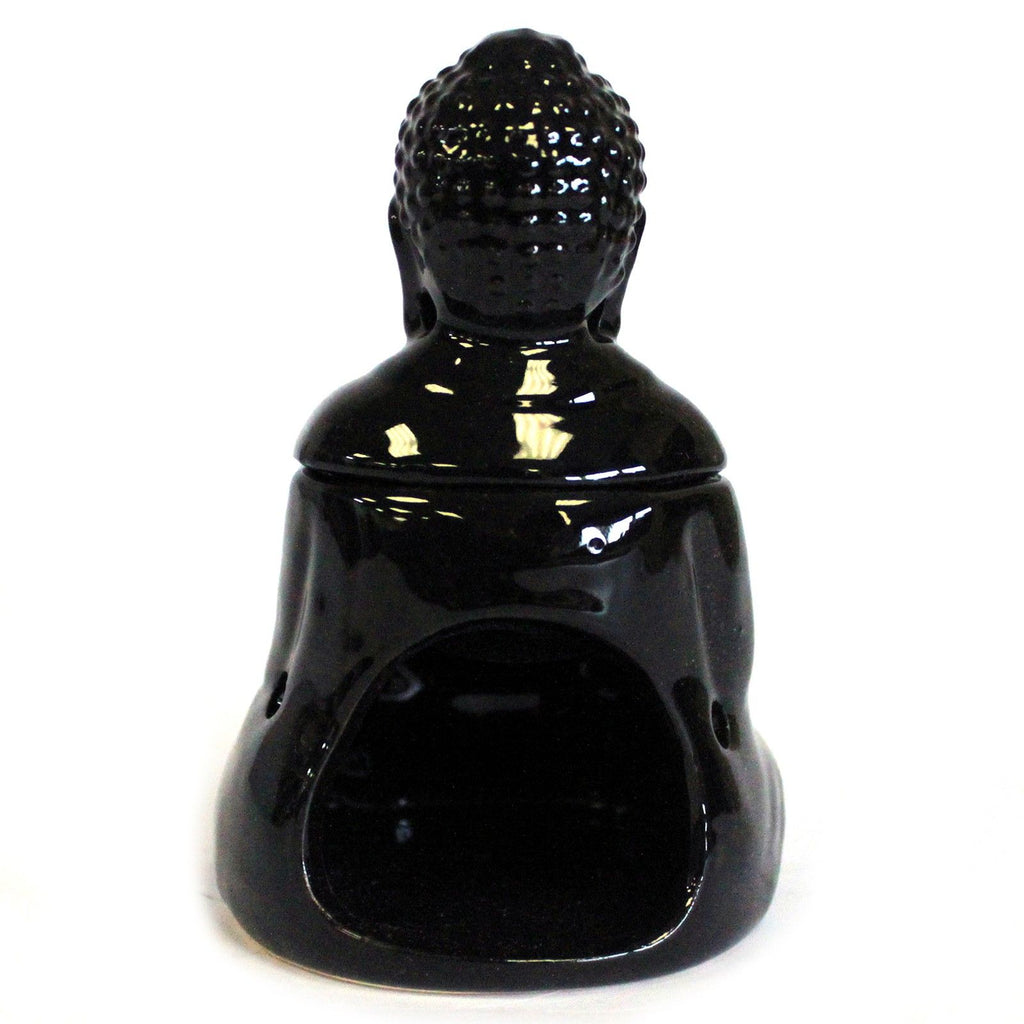Sitting Buddha Oil Burner Black for Fragrance and Home Decor