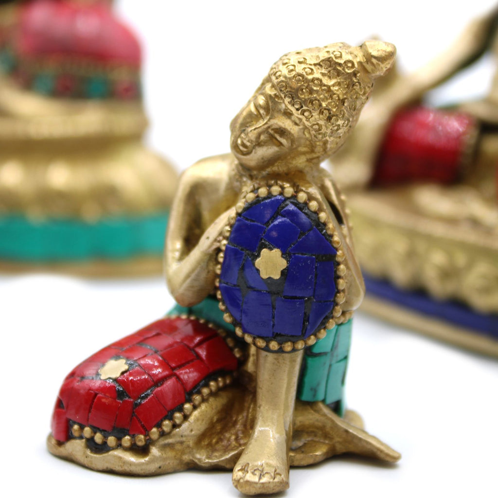 Brass Buddha Figure Thinking 6.5 cm Perfect for Home Decor Display