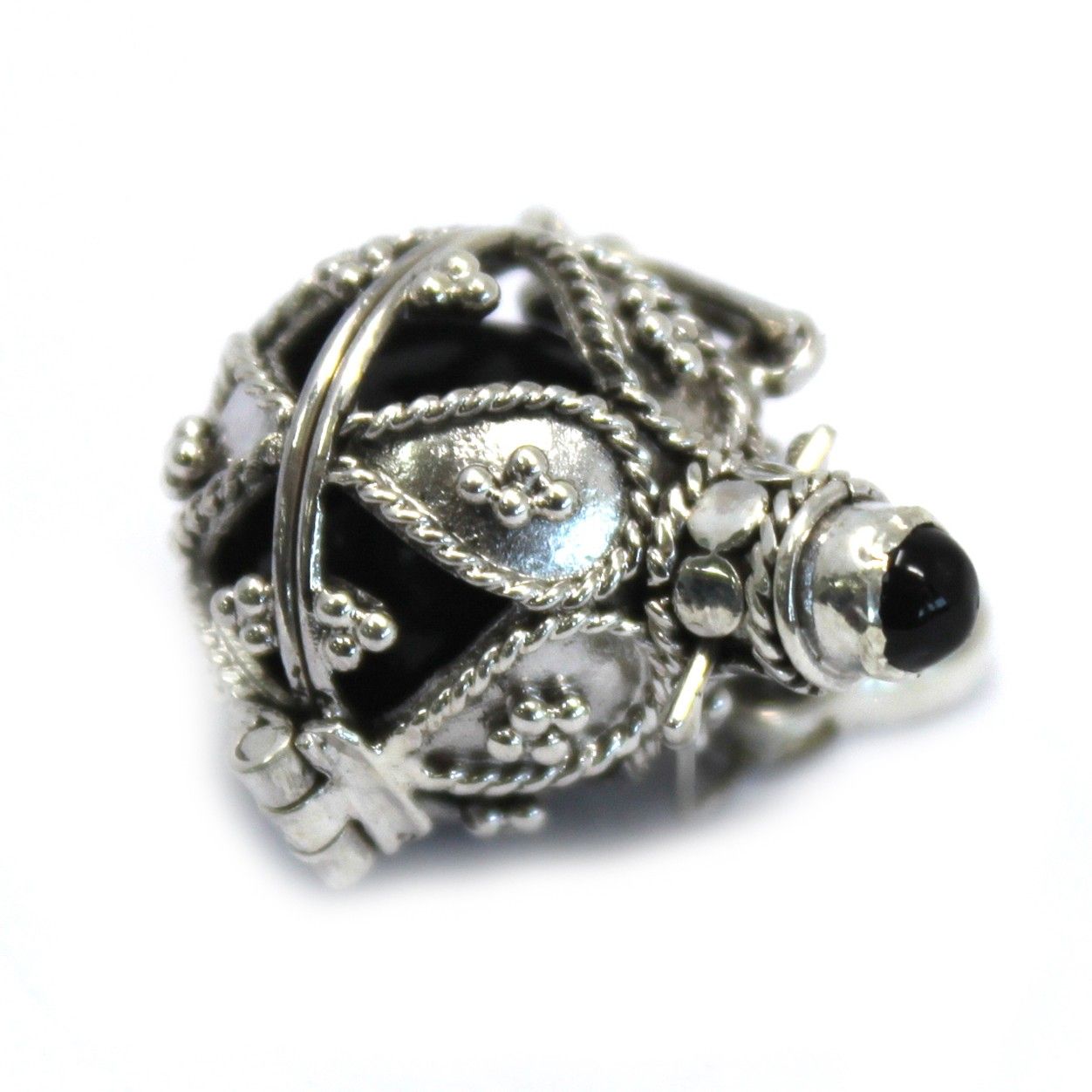Silver Angel Bell Darkness 16mm with Artisan Crafted Design