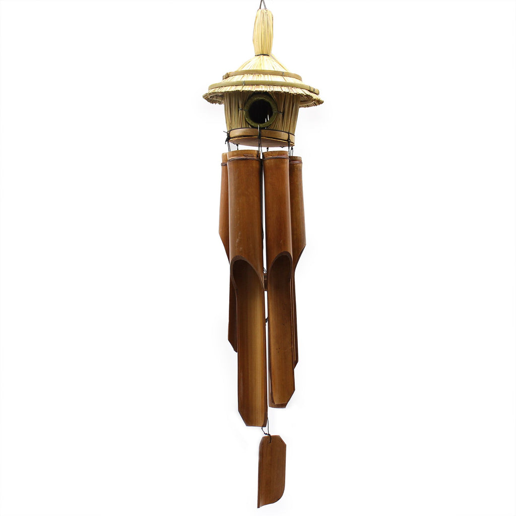 Lrg Round Seagrass Bird Box with Chimes for Your Beautiful Garden