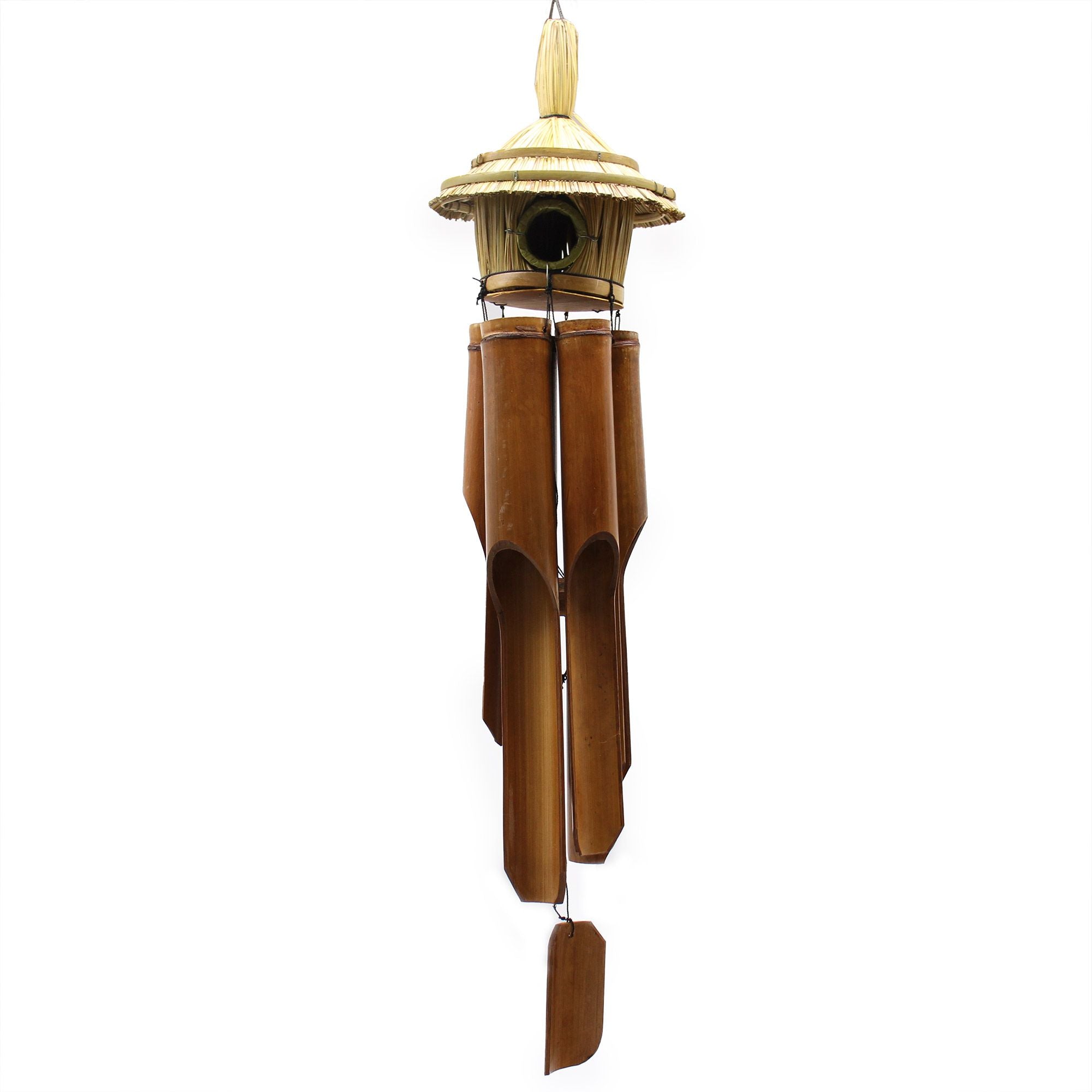 Lrg Round Seagrass Bird Box with Chimes for Your Beautiful Garden