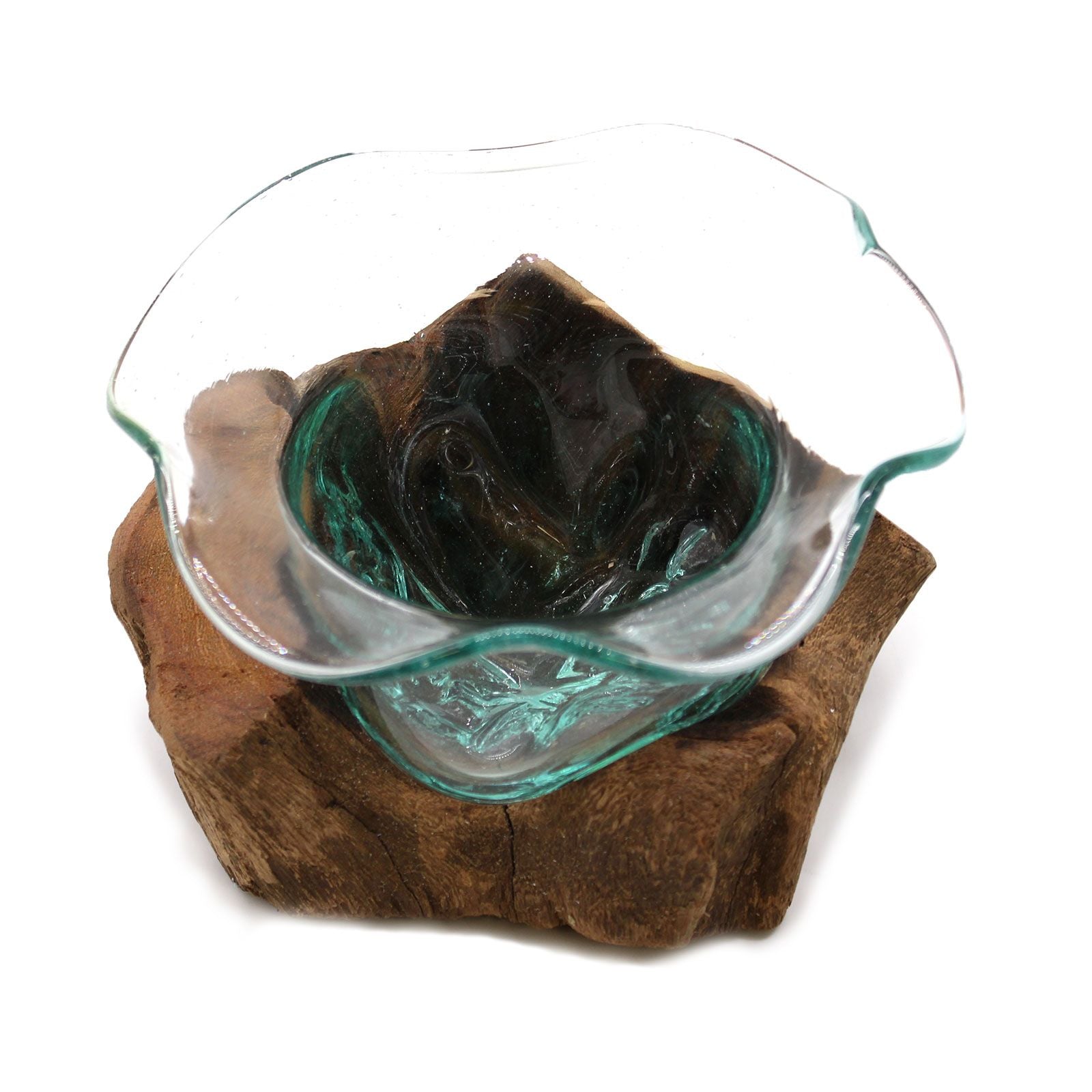 Molton Glass Fancy Sweet Bowl on Wood for Stylish Home Decor