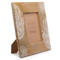 Large Mango Wood Picture Frame with Hamsa Design in White Finish