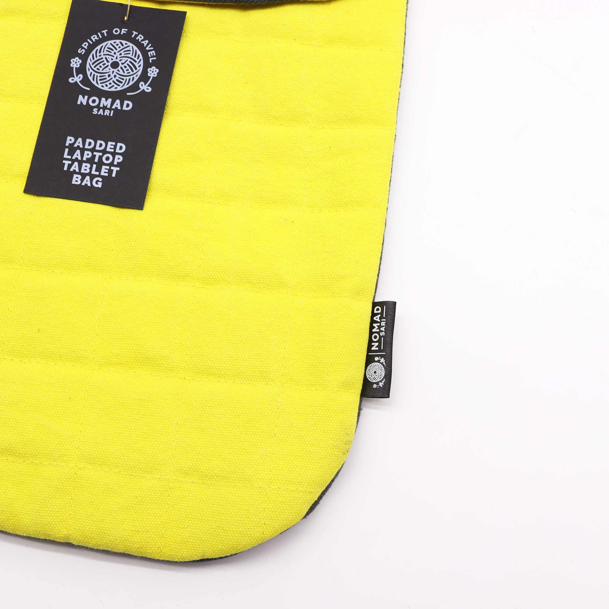 13 Inch Laptop Padded Pouch in Crazy Yellow with Magnetic Closure
