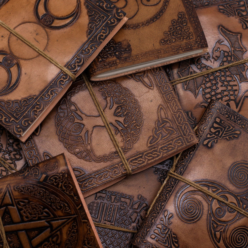 Assorted Leather Notebooks with Unique Embossed Designs