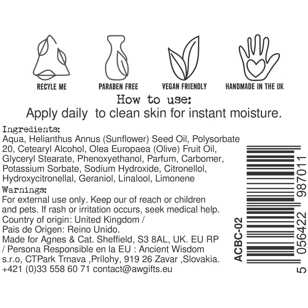 Agnes + Cat Hand and Body Cream Sea Salt and Moss Hydration 200ml