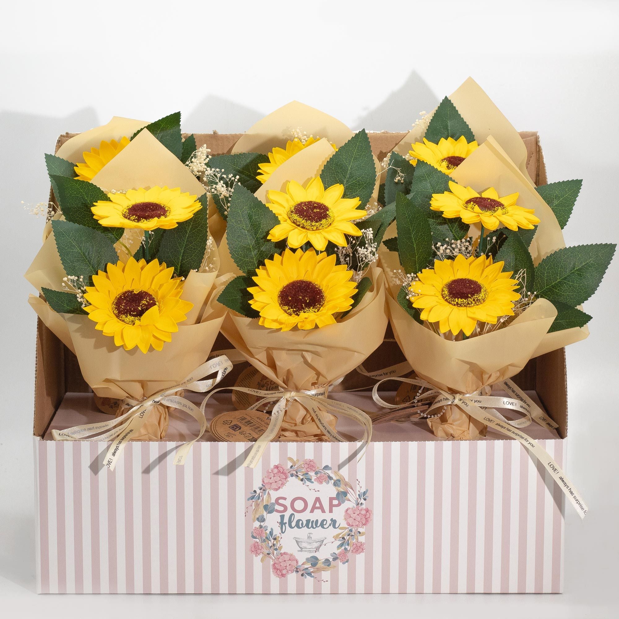 Soap Flower Two Sunflower Bouquet for Home Accent and Gifting