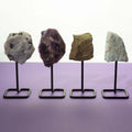 Epidote Mineral Specimen on Metal Stand for Unique Displays