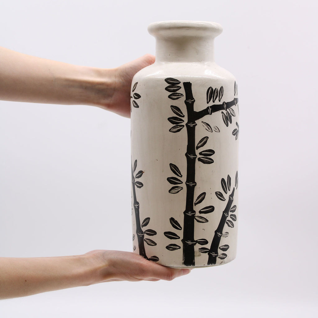 Bamboo Motif Straight Vase Natural for Stylish Home Decor Accent