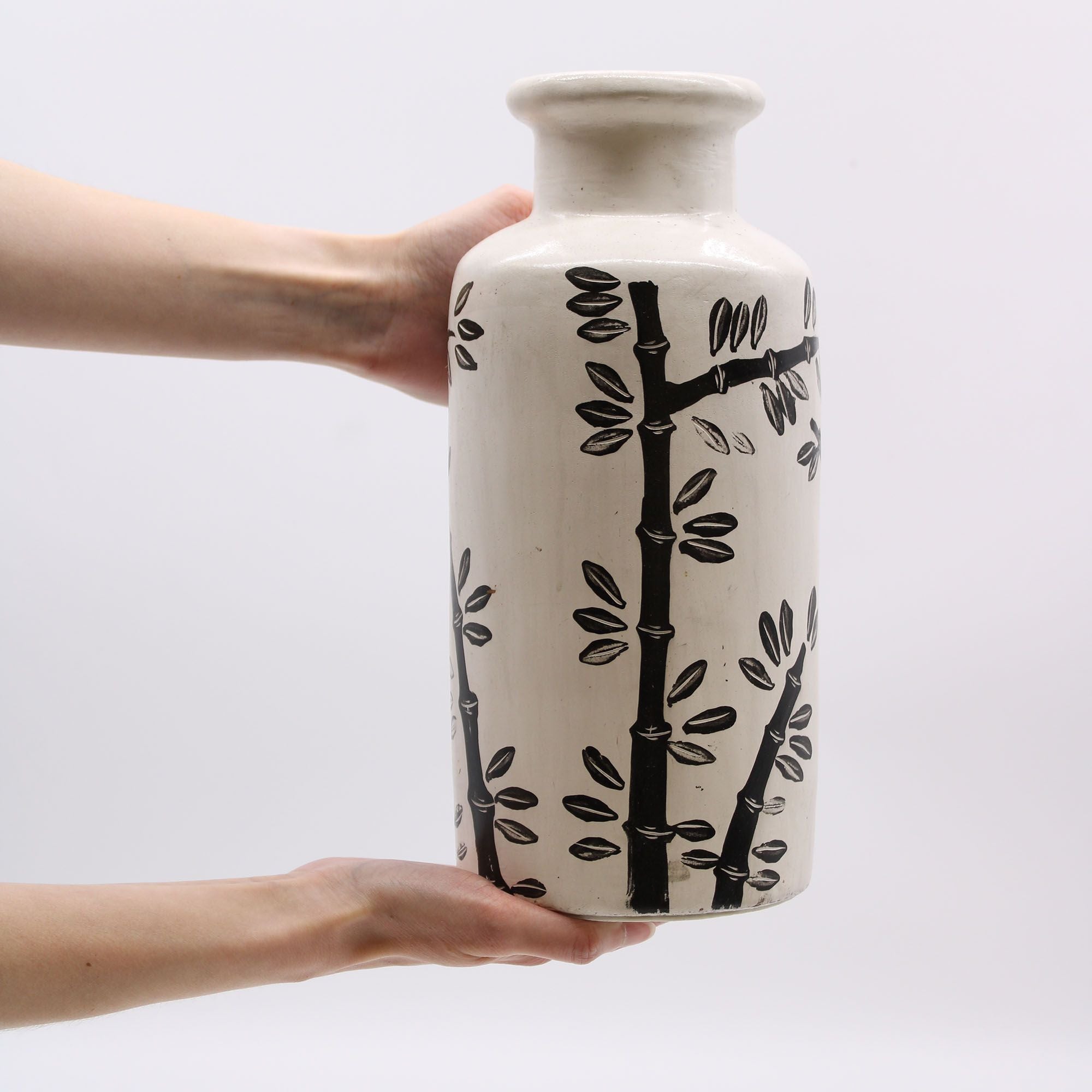 Bamboo Motif Straight Vase Natural for Stylish Home Decor Accent
