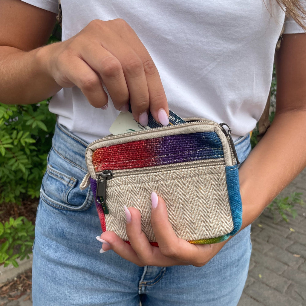 Tiedye Hemp Square Pouch with Zipper Closure for Versatile Use