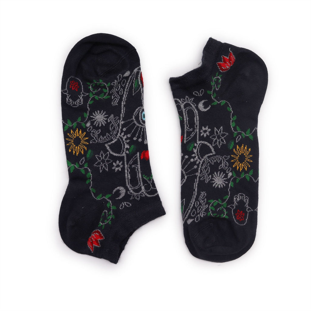 S/M Hop Hare Bamboo Low Cut Socks with Hamsa Design for Comfort