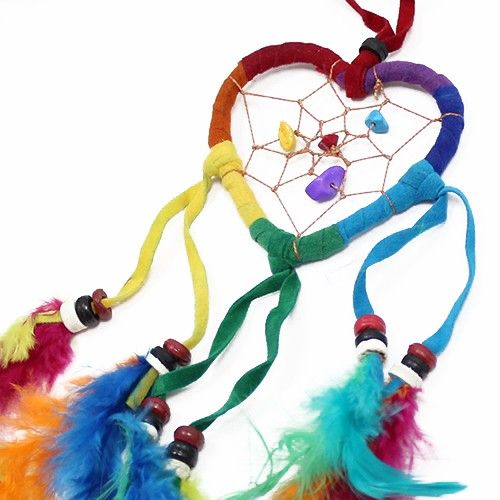 Bali Dreamcatchers Small Heart Rainbow Dream Catcher for Sweet Dreams