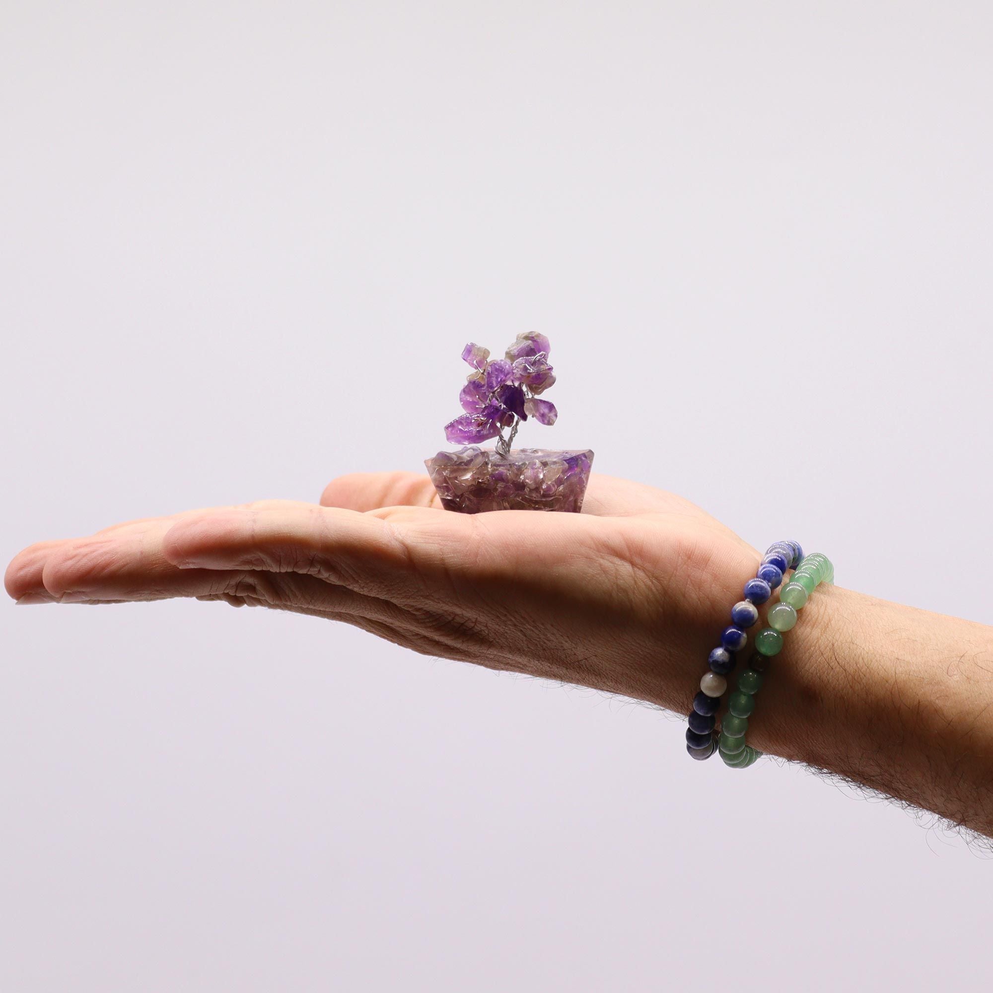 Mini Gemstone Tree on Orgonite Base with 15 Amethyst Stones