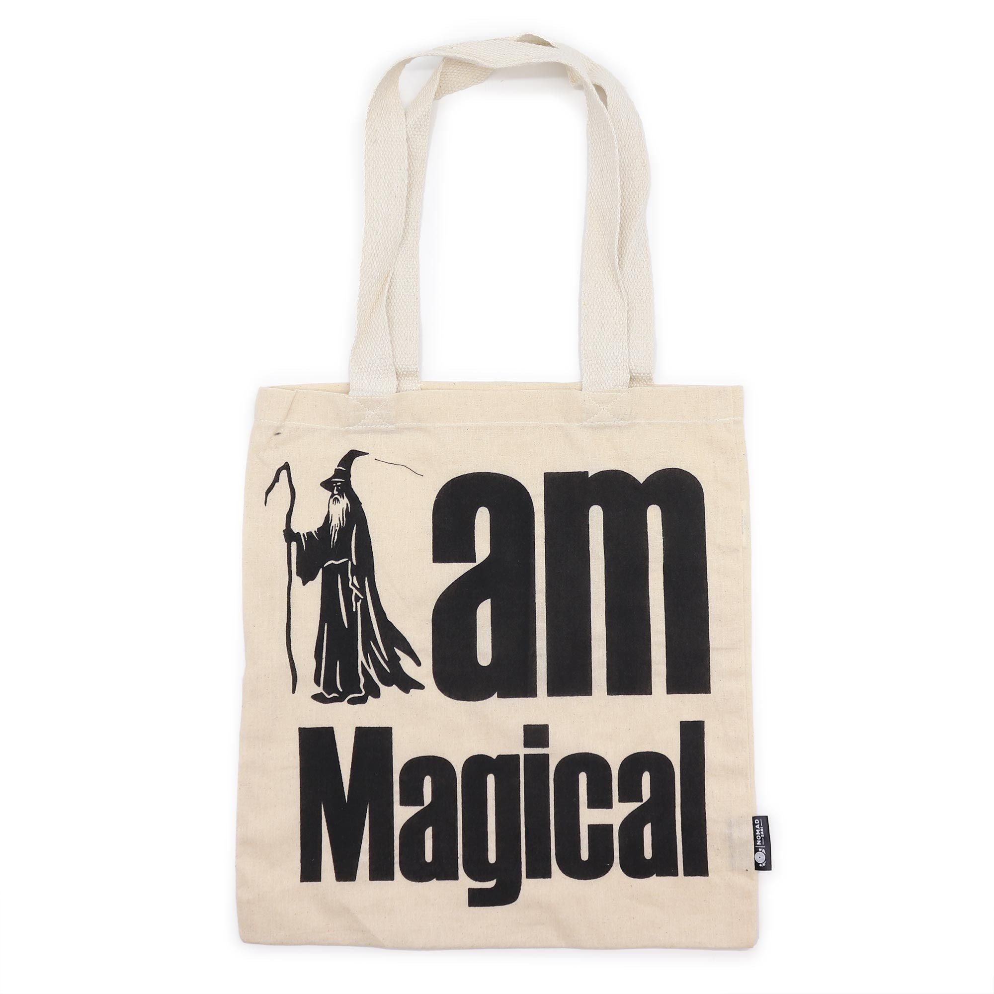 Iconic Basic Tote Bag I am Magical with Whimsical Illustration