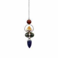 Four Elements Gemstone Pendulum - Red Jasper, Yellow Adventurine, Moss Agate, Sodalite & Moonstone