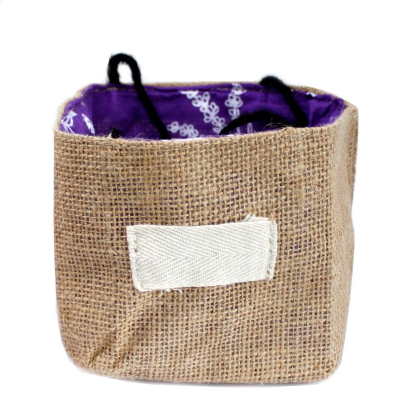 Natural Jute Cotton Gift Bag with Lavender Lining for Gifting