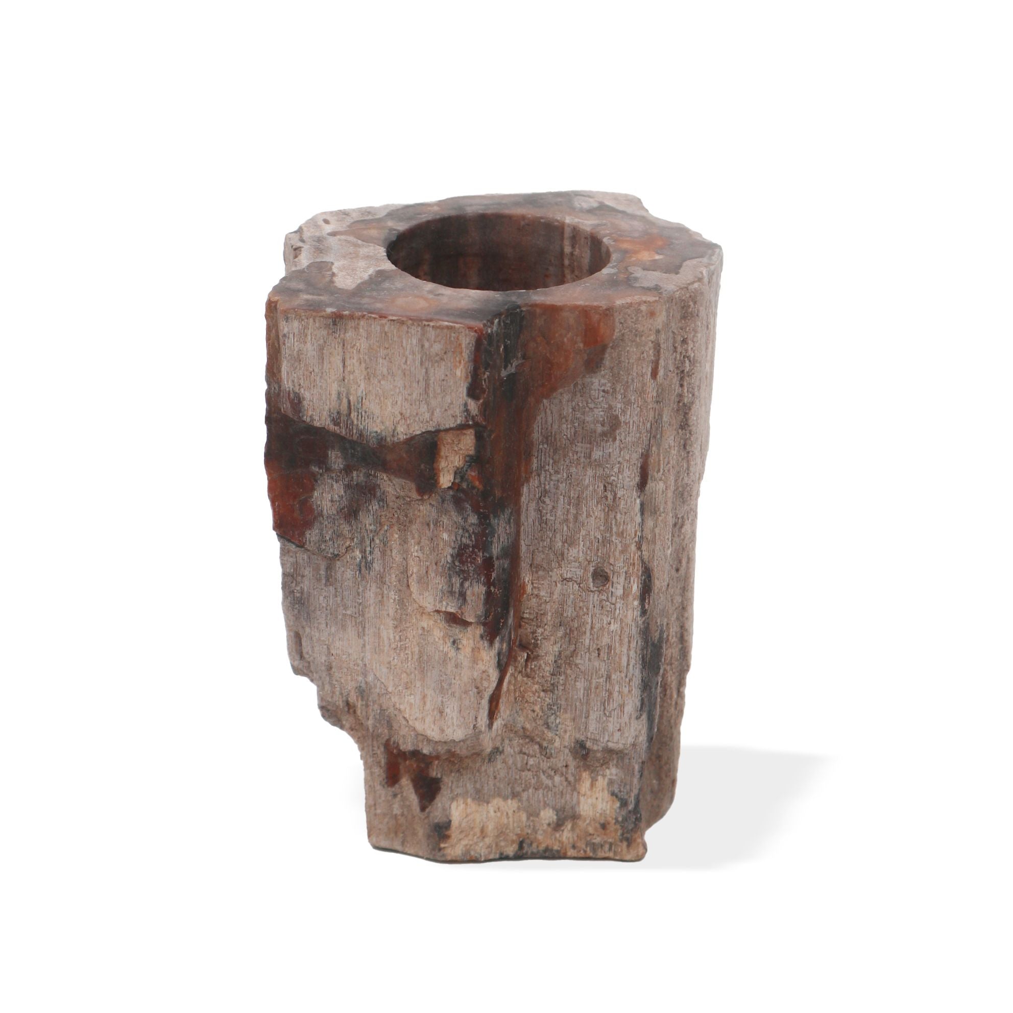 Petrified Wood Candle Holder Single Tall for Unique Home Decor