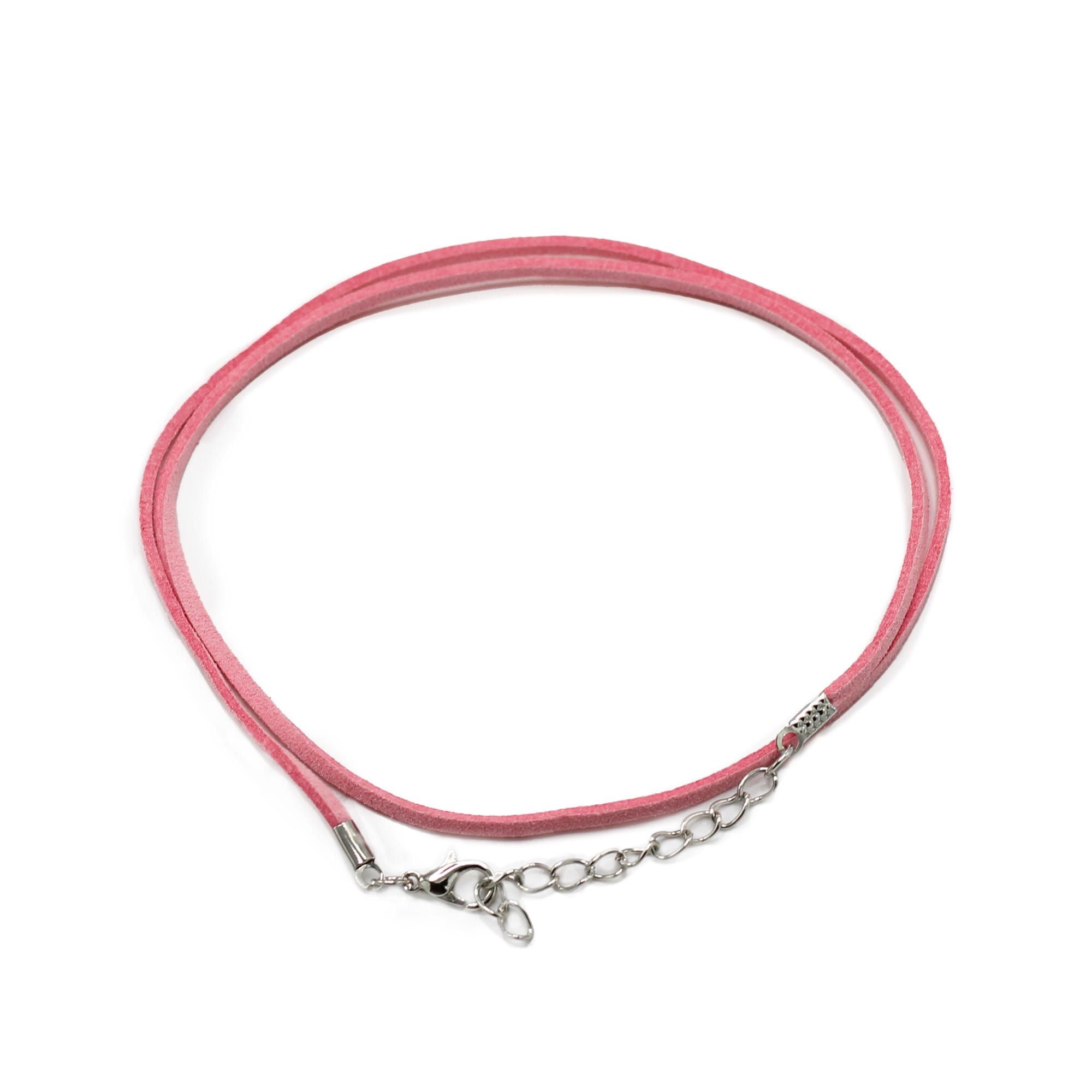 Faux Leather Pendant Cord in Pink 2.5mm x 55cm for Jewellery Making