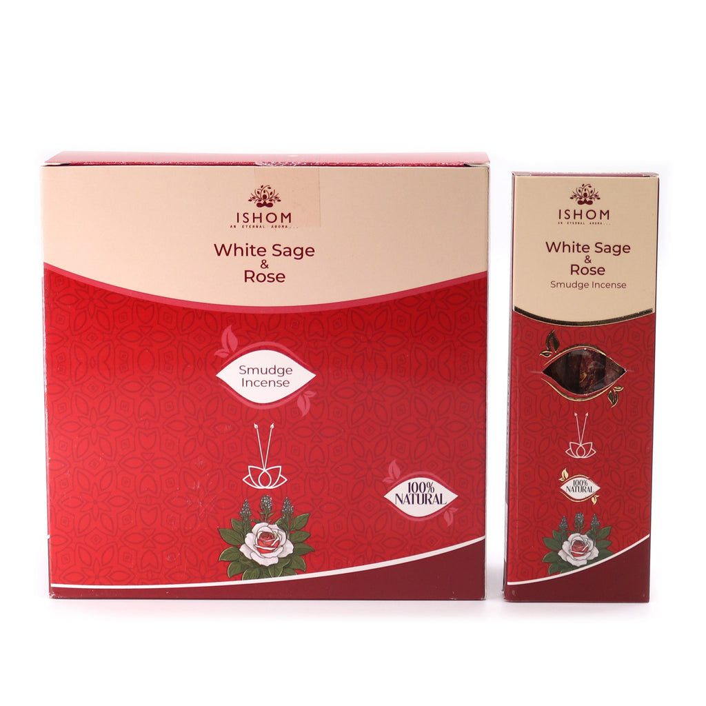 Ishom Smudge Incense White Sage and Rose for Cleansing Spaces