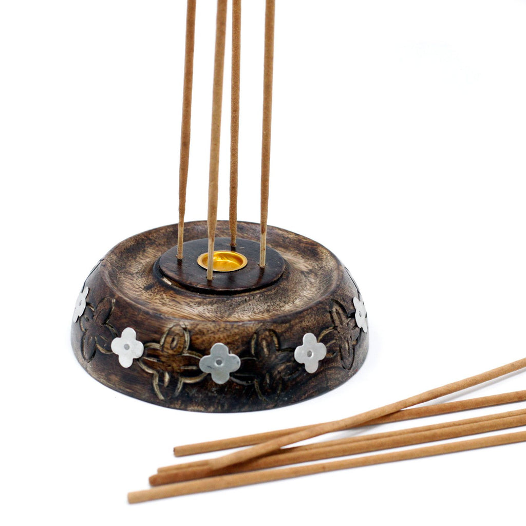 Mango Wood Cone & Stick Burner with Unique Designs for Incense