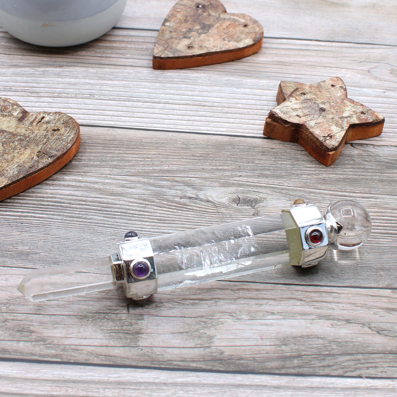 Hexagonal Crystal Healing Wand 12cm Rock Quartz for Home Decor