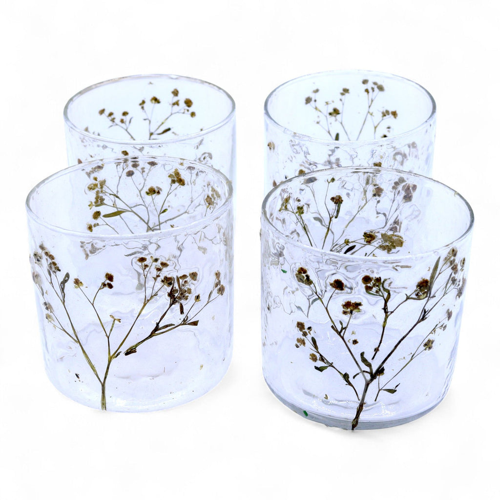 Natural Floral Glass Candle Holder Margarita for Home Decor
