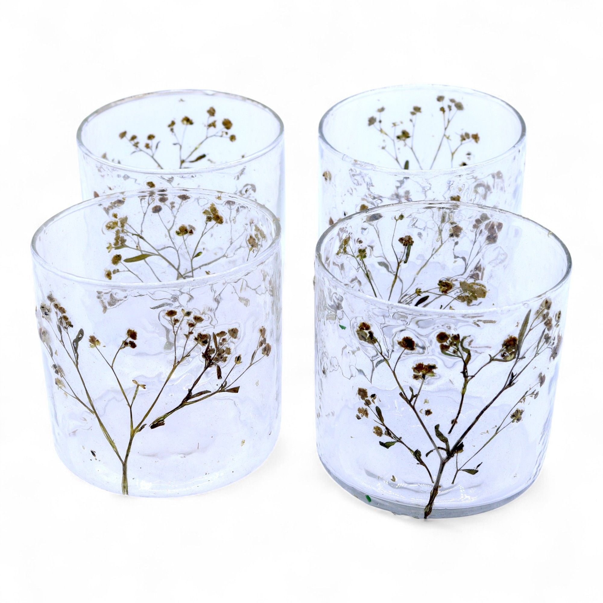 Natural Floral Glass Candle Holder Margarita for Home Decor