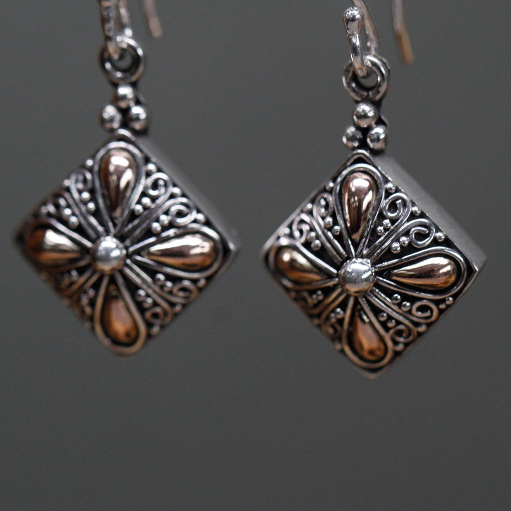 Stunning Silver and Gold Square Drop Earrings for Stylish Occasions