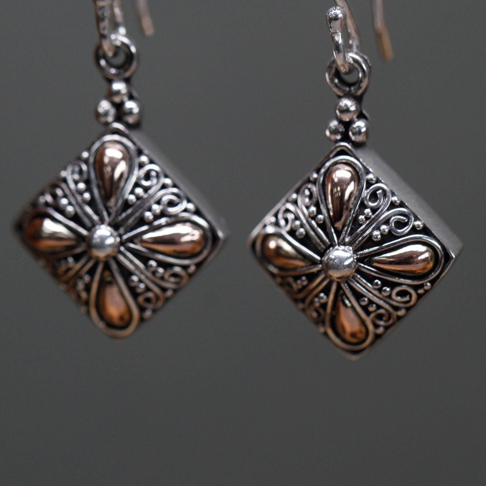 Stunning Silver and Gold Square Drop Earrings for Stylish Occasions