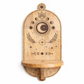 Moon Phase and Tree Carved Arch Wall Shelf for Home Display