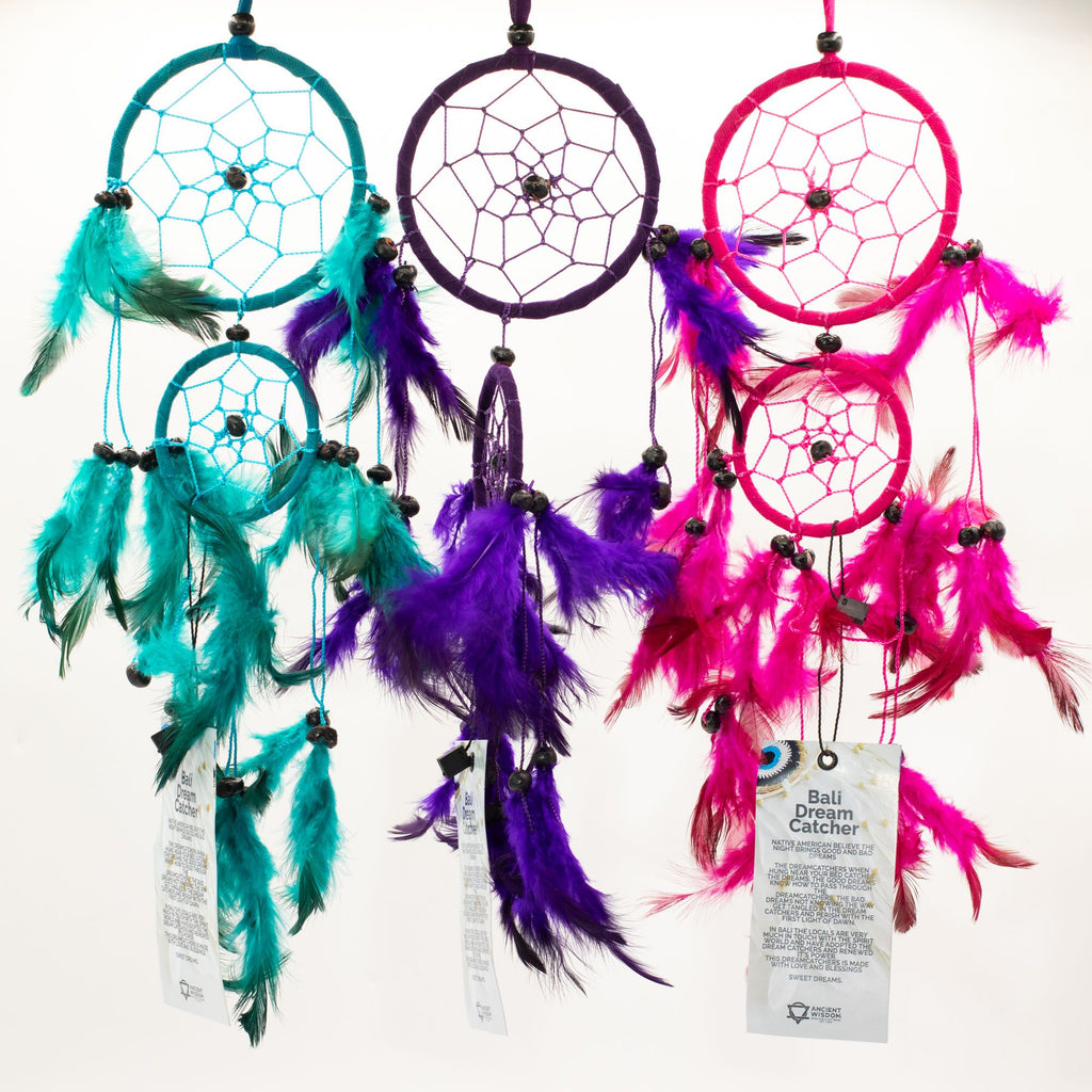 Bali Dreamcatchers Medium Round Turquoise Pink Purple Design