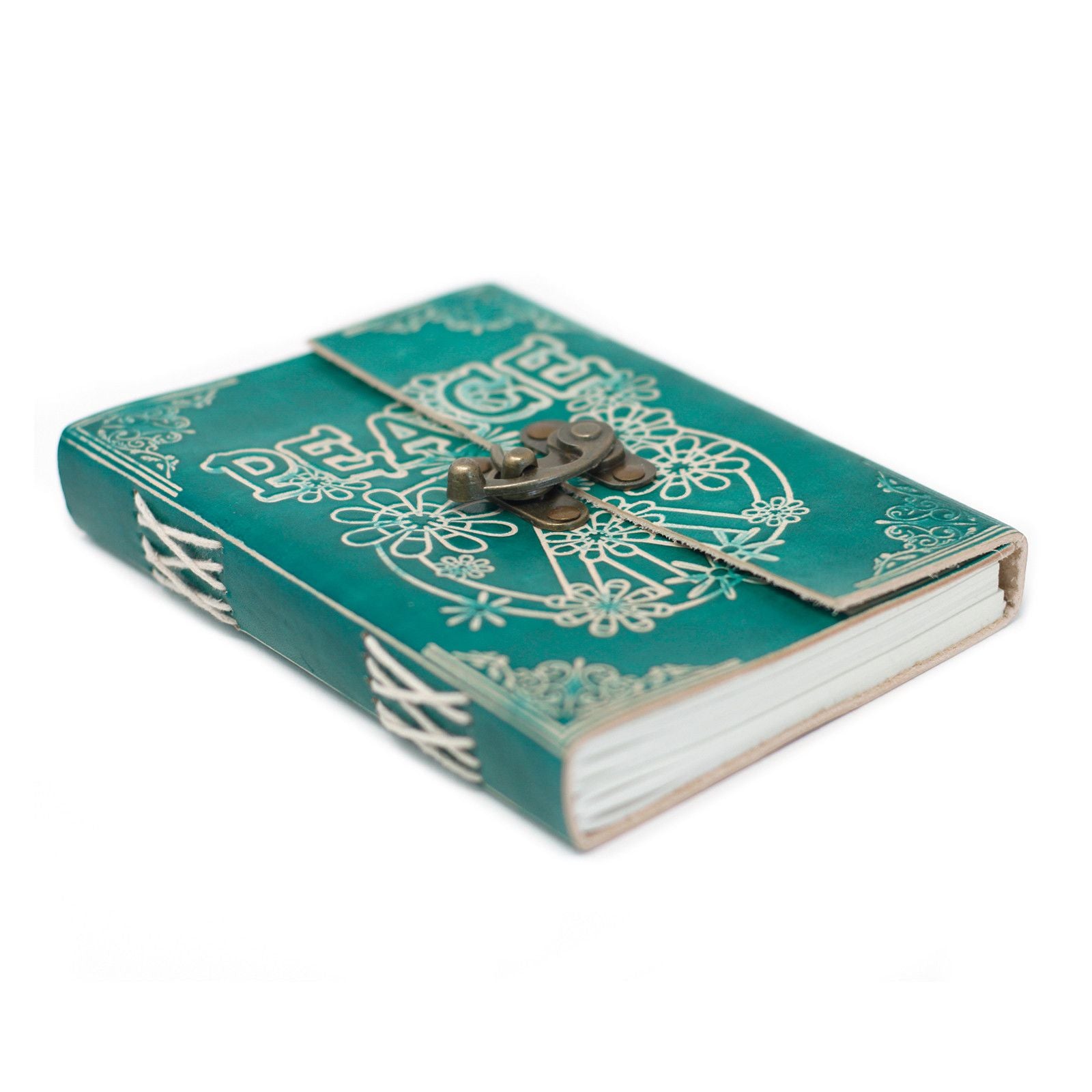 Leather Green Peace Notebook with Lock for Creative Writing