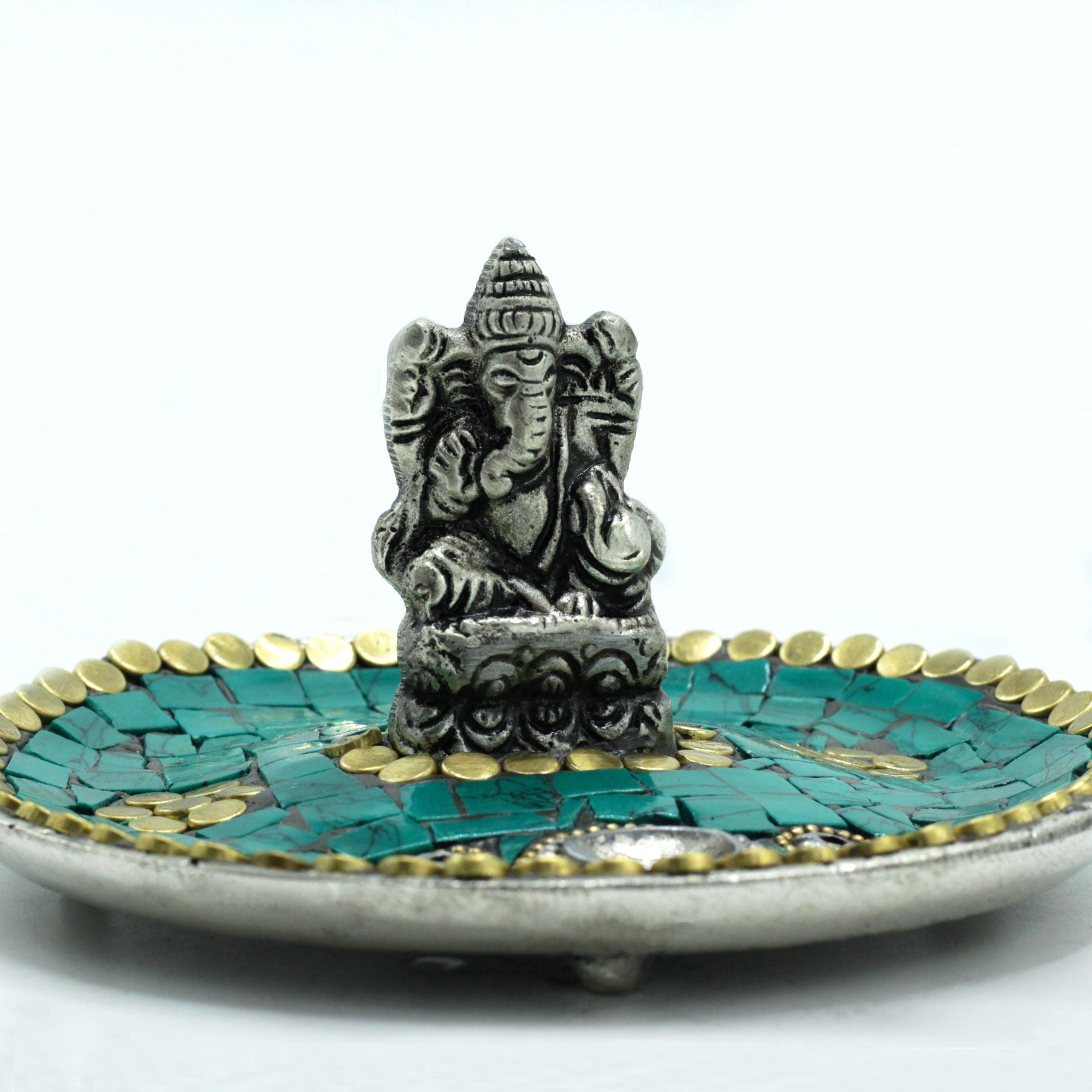 Ganesha Plate Tibetan Decor Cone and Stick Holder for Incense Use
