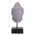 Stillness Buddha Head on Stand in Blue Copper for Serenity Decor