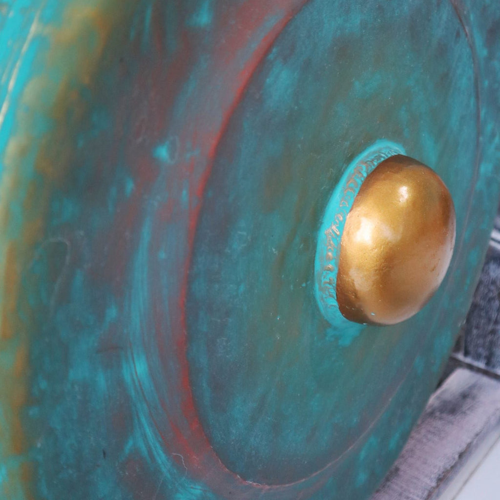 Medium Greenwash Finish Healing Gong in Stand 35cm for Decor