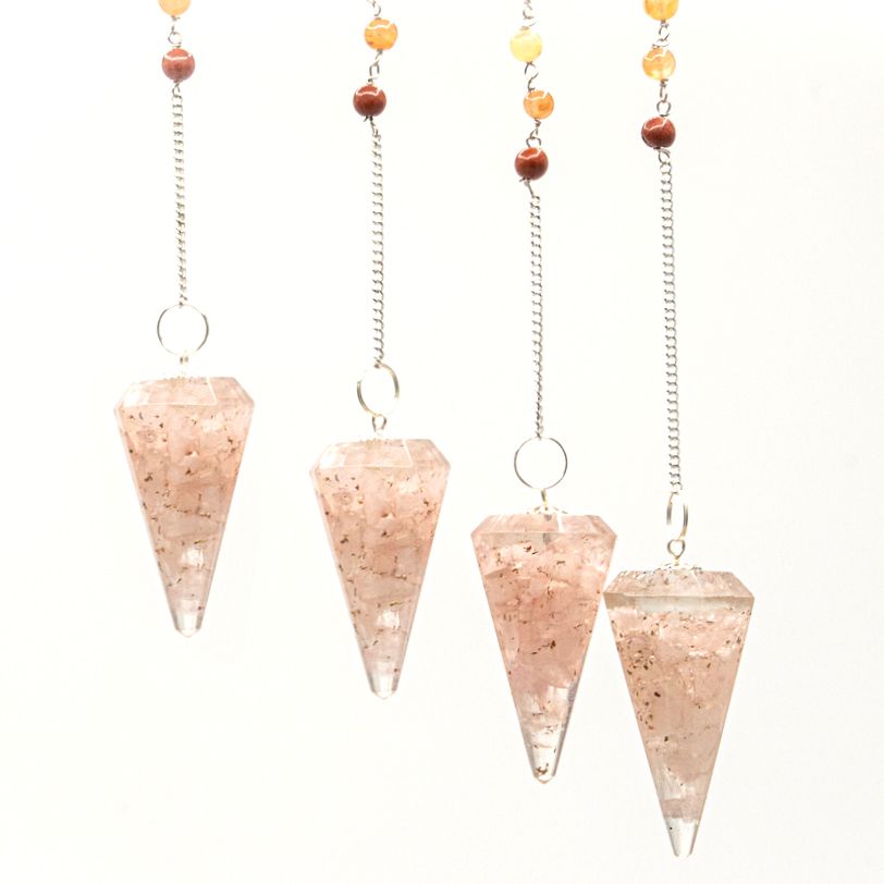 Orgonite Power Chakra Pendulum with Rose Quartz for Energy Balance
