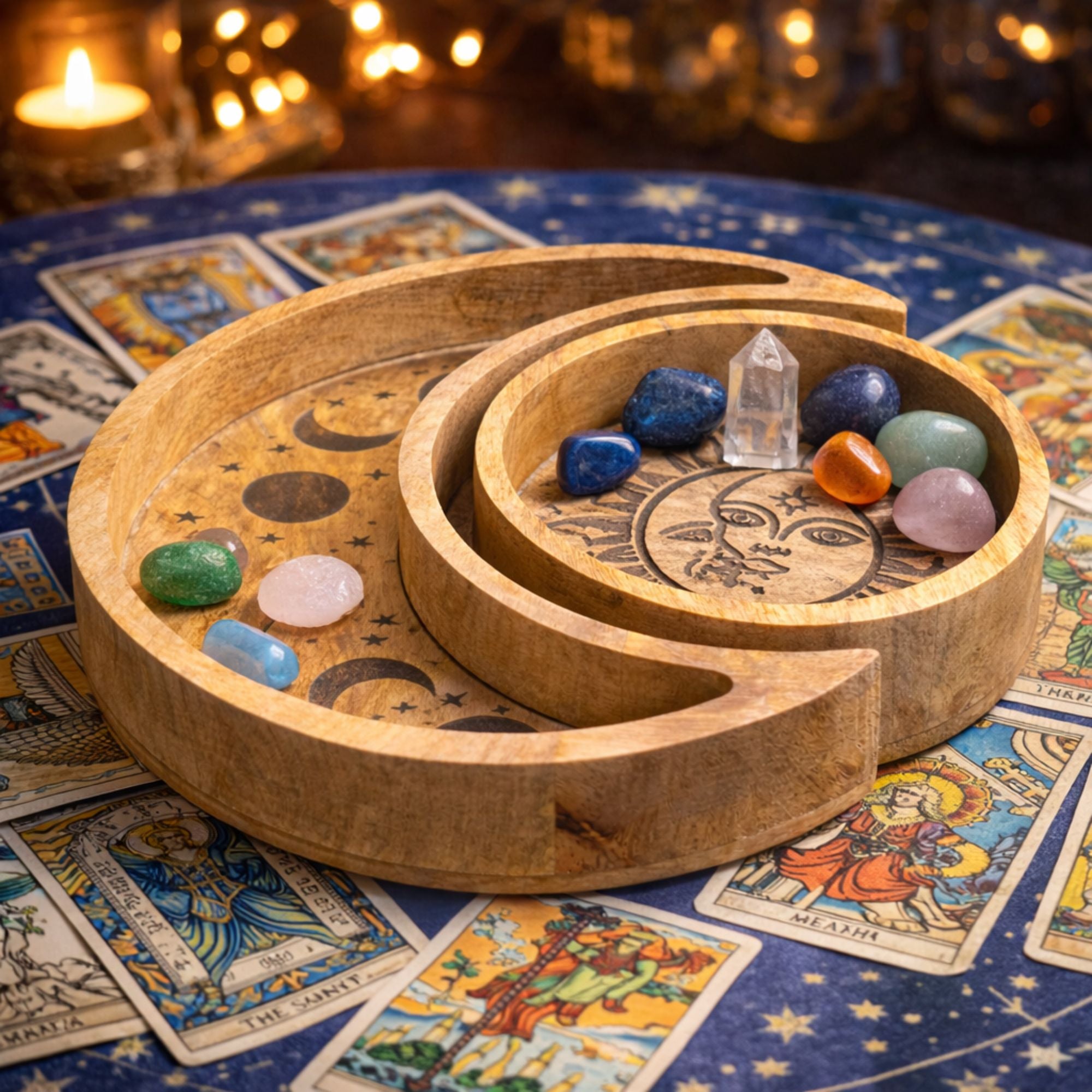 Moon Shaped Round Tray S/2