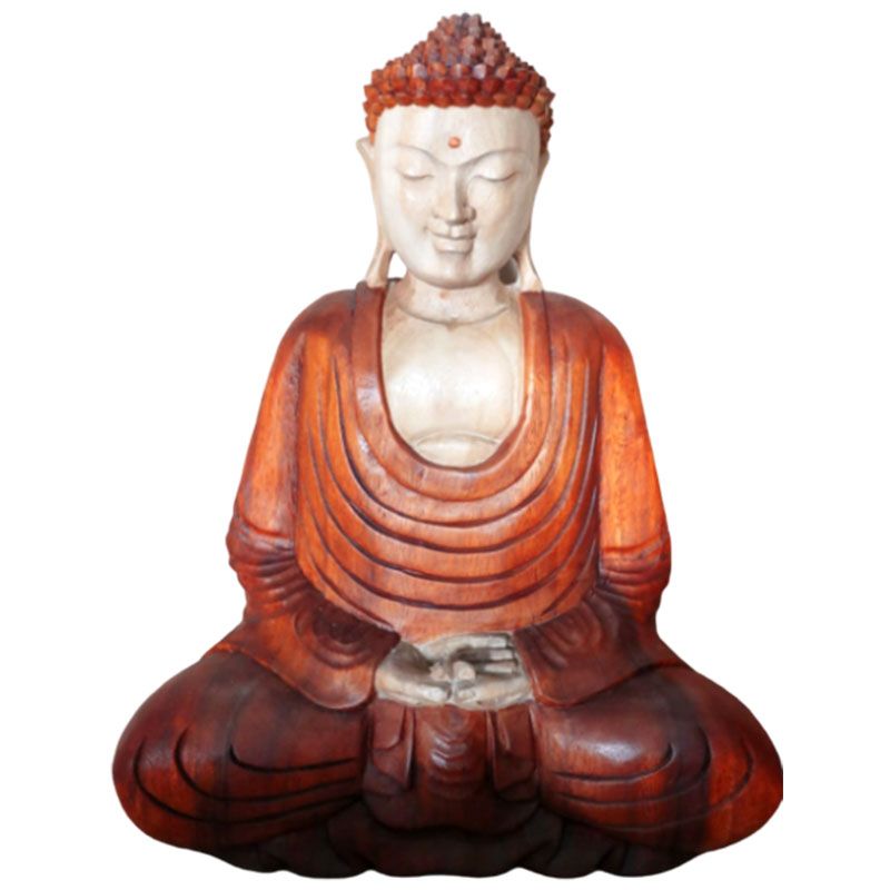 Hand Carved Buddha Statue 40cm with Hand Down Design