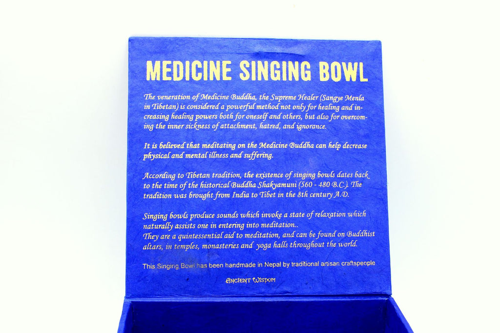 Medicine Buddha Singing Bowl Set 10cm with Cushion and Stick
