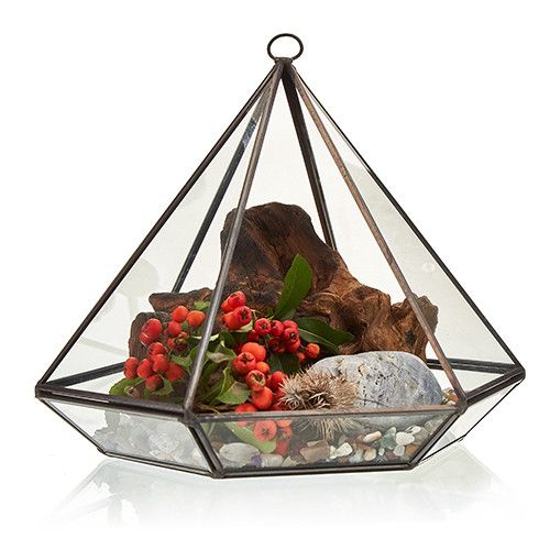 Large Diamond Glass Terrarium for Stylish Home Decor and Plants