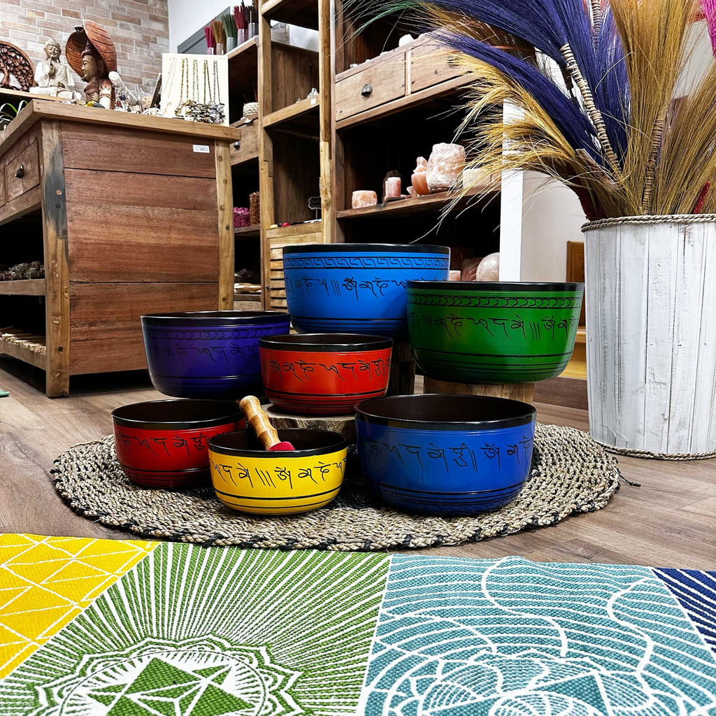 Large Chakra Set of Seven Singing Bowls for Home and Decor