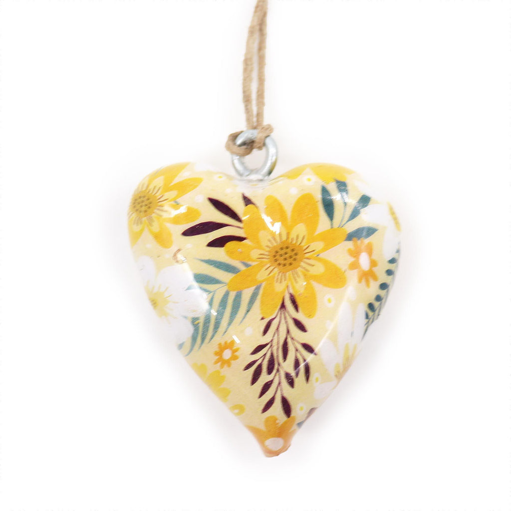 Large Yellow Floral Decor Wood Heart for Home Decoration Use