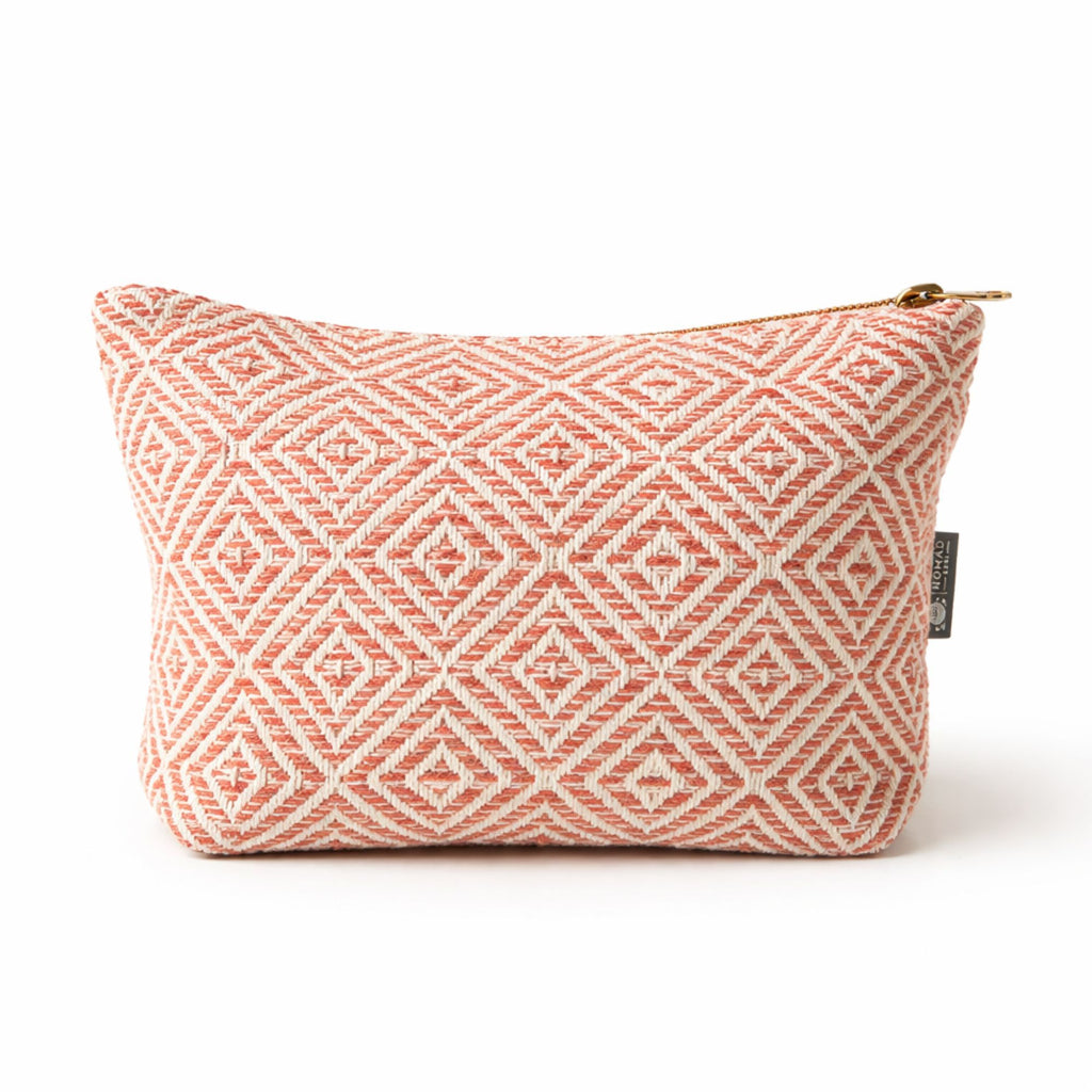 Nomad Sari Indian Jacquard Toiletry Bag with Coral Maze Design