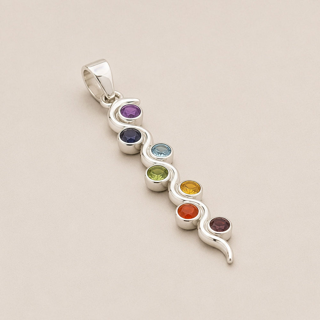 Indian Devotional Pendant Silver Plated with Snake Chakra Design