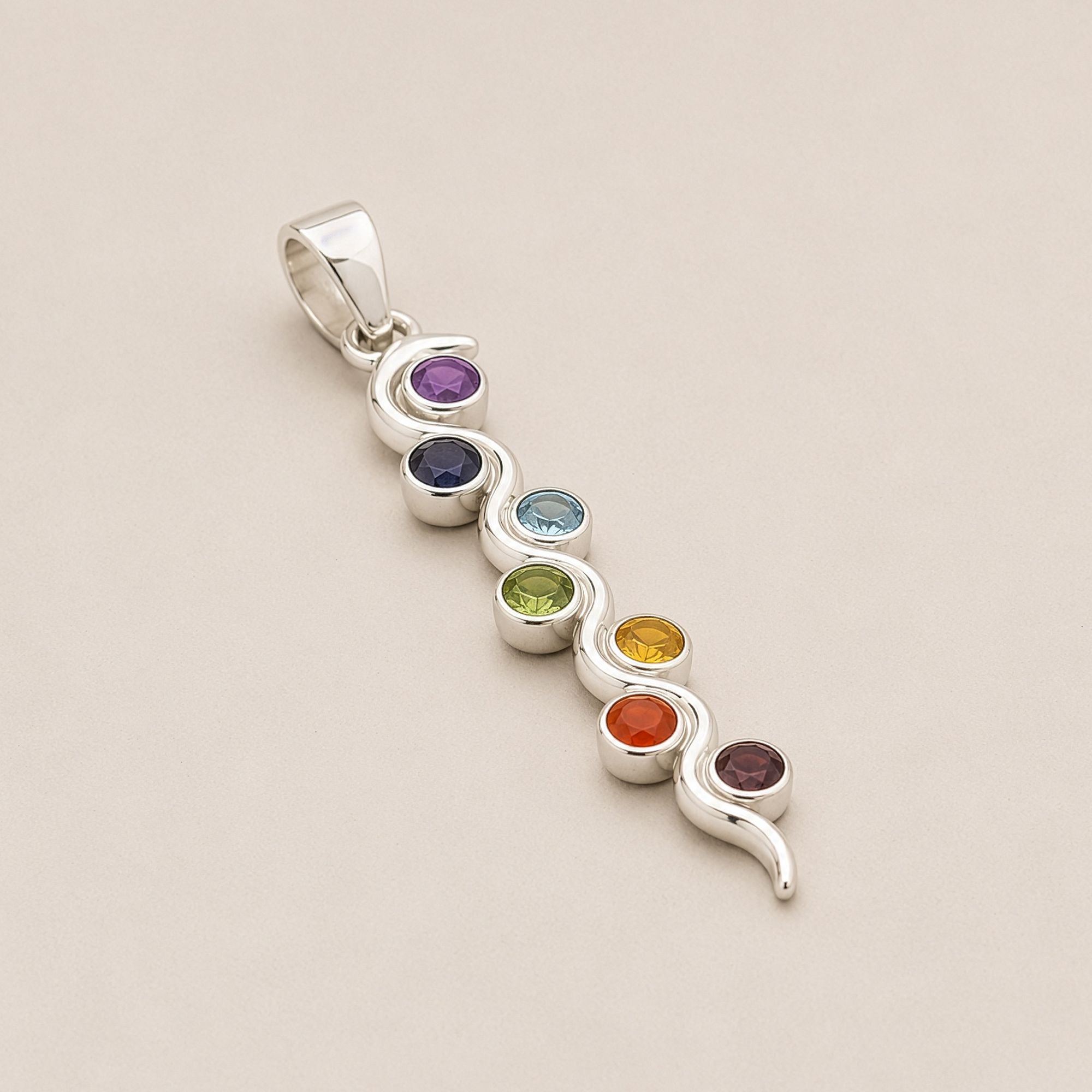 Indian Devotional Pendant - Silver Plated (45cm Cord)- Snake Chakra