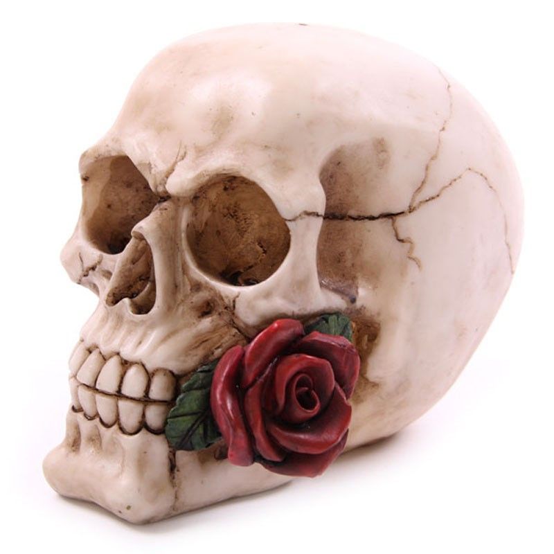 Skull with Roses Random Design Gothic Ornament for Halloween